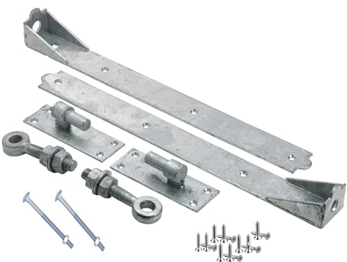 Epsom Door Handle Adjustable Hook and Band Hinges Heavy Duty 18 Hinges with 16mm Pin Available in Galvanised or Black Japanned Finish Ideal for Gates Barns Sheds and Outdoor Use (galvenised)