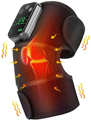 Verbesserte Rote Lichttherapie Kniebandage, Knie-Massager mit 4 Vibrationsbereichen, 660nm & 850nm, Kabellose Fernbedienung, Infrarot-Heizgerät für Knie-, Ellenbogen- und Schulter-Schmerzlinderung