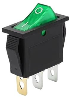 Interruptor basculante KCD3 con LED de encendido y apagado, 16 A, 250 V, 220 V, 3 pines, 20 A, tapa de luz pequeña for interruptor eléctrico de 2 posiciones (5/20 unidades)(3Pin Green,20PCS)
