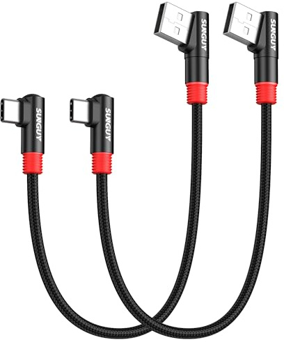 SUNGUY USB Typ C Kabel,(2-Pack 0.3M) 90 Grad Winkelstecker 18W Typ C Ladekabel und USB2.0 Datenkabel USB C Schnellladekabel für Samsung Galaxy S10 S9 S8 Plus Nintendo Switch,Huawei P30 S9 S8 Plus