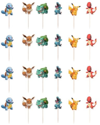 SSKHE Decori per Cupcake Adorabili Set di Decorazioni per Torte e Dessert Decorazioni Indimenticabili per Torte, Muffin e Compleanni Ideale per le Feste di Compleanno per Bambini(24 Pz.)