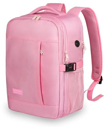 Bekahizar Handgepäck Rucksack 40x30x20 für Ryanair, Klein Reiserucksack 14 Zoll Laptop Kabinentasche Backpack für Flugzeug für Damen Herren Business, Arbeit, Weekender Kurztrip (rosa)
