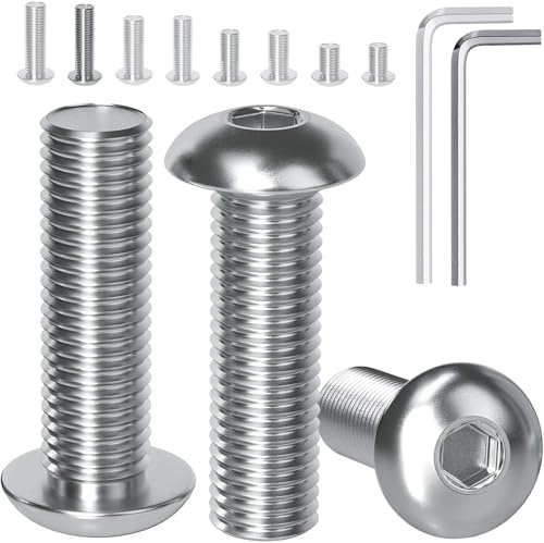 YOOPIN 60 Stück M5 x 20mm Linsenkopfschrauben Innensechskant | Flachkopfschrauben M5 Edelstahl Schrauben, 304 Edelstahl Rundkopfschrauben mit Innensechskantschlüsseln für Möbeleinbau