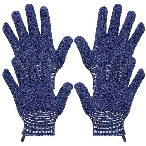 Peeling Handschuh, 4 Stück Exfoliating Gloves Massagehandschuh Körperpeeling Peeling Körper Gesicht Badeschwamm Duschschwamm Peeling-Luffa Schwamm Badezubehör für Frauen Dusche Spa Massage
