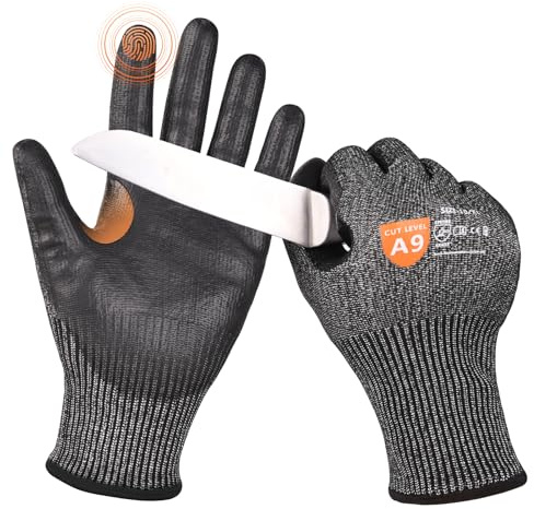 Donfri Level 9 Cut Resistant Safety Work Gloves, High Protection Cutting Proof Chainsaw Gloves with Reinforced Thumb, Non Slip, Durable, Touch-screen (1 Pair, XL)