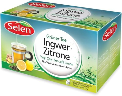 Selen Tè Verde Zenzero-Limone, 20 bustine di tè confezionate singolarmente - 36 g
