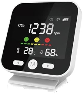 Rilevatore di gas, Monitor a qualità 'aria CO2 Sensore di temperatura e umidità ad alta precisione gas Connessione Tuya-WIFI Rilevatore for interni per lavoro e casa