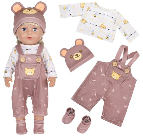 Obidodi Dockkläder för babydockor, babykläder björn 36–43 cm, presenter till pojkar och flickor