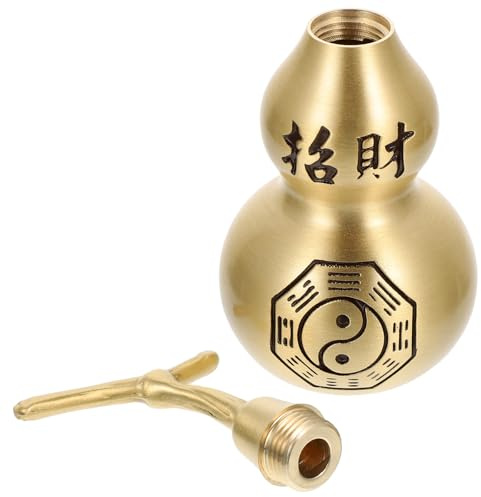 LOLIPPYY Copper Gourd Household Adornment 9.5Cm Hollow Decorative Craft for Wealth Drawing and Home Protection