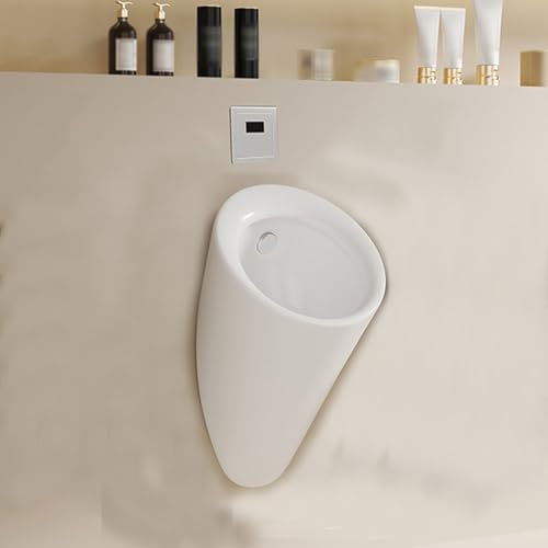 Orinatoio per bagno maschile – Orinatoio intelligente con sensore di scarico automatico – Orinatoio in ceramica a parete – Soluzione compatta e salvaspazio per uso domestico e commerciale(White)