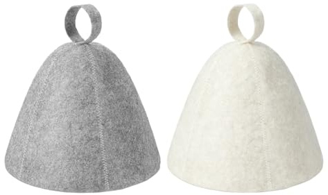 LUDHEP 2 Pezzi cappelli da sauna in feltro, ideali per uomo e donna, di buona qualità, per sauna, per gli amanti della sauna, per un'esperienza di benessere (bianco grigio)