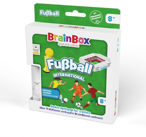 BRAINBOX 2054909 Pocket Edition Fußball, kompaktes Lernspiel, Gedächtnisspiel, Quizspiel, Reisespiel für Kinder ab 6 Jahren