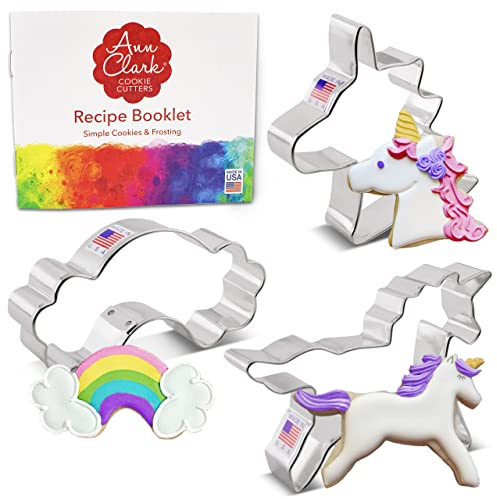 Ausstechformen von Ann Clark USA - Einhorn Keksausstecher - 3-Teiliges Set, Einhornkopf, Einhorn, Regenbogen