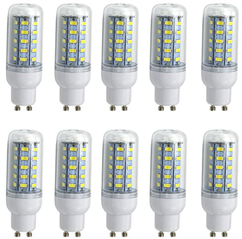 Aoxdi 10 Stück GU10 LED Mais Licht 6W Lampen, Kaltweiß, LED Leuchtmittel | GU10 Energiesparlampe 6W LED Birnen Lampen, AC220-240V