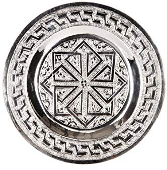 Orientalisches Messing-Tablett Mehdia edel aus Messing in Silber 16 cm