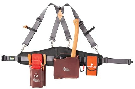 Weaver Arborist Leather Logging Belt Kit, Latigo Leather Tool Belt with Suspenders, Arborist Accessory, Women and Men’s Tool Belt for Waist Sizes 30”-52