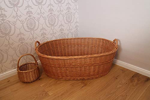 Wäschekorb aus Weide Inklusive Wäscheklammerkorb Tragekorb Wäschebox Weidenkorb Babykorb Babybett Weide