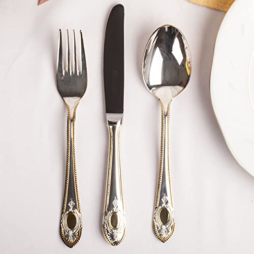 Cubertería de Lujo Toscana Royal (18 Piezas), Acero Inoxidable 18/10 Plata y Oro, Juego de Cubiertos para 6 Personas, Set Elegante para Bodas, Navidad, Celebraciones y Regalos