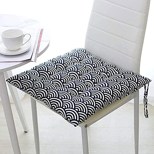 SRHMYJJ Square Chair Cushion with Ties,Set of 4,Retro Thick Seat Pads,Soft Desk Seat Pads Armchair Cushion for Kitchen Dining Garden Office,Washable
