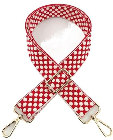 Verstellbarer Schulterriemen 3.8CM, 75-130cm Bunt Taschengurt Schultergurt Ersatzgürtel Tragegurt Universal Mode Umhängegurt für Handtaschen für Damen DIY Zubehör für Tasche,Rot Weiß #2