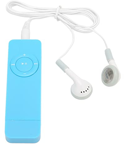 Reproductor de MP3 con Altavoz Radio FM Auricular, Reproductor de Música de Sonido sin Pérdida de Reproducción de hasta 64 GB, Mini Reproductor de Música MP3 Portátil para (Azul)