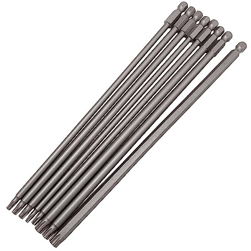 Saipor Torx-Schraubendreher-Bit-Set, 200 mm lang, magnetisch, manipulationssicher, 6,35 mm Sechskantschaft, Sternschraubendreher-Bits, T8-T40, 8 Stück