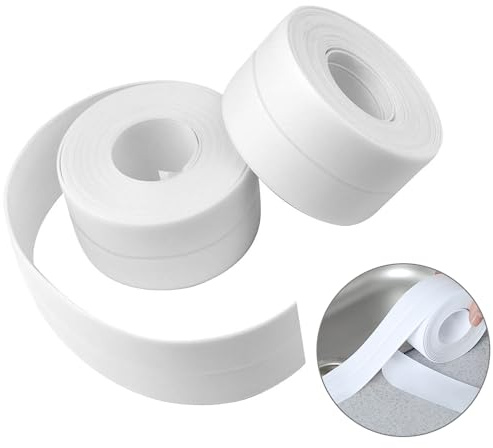 2 Rollen Wasserdicht Dichtungsband, 38mm X 3,2m Wasserdichter Schimmelresistentes Klebeband, Streifen-Aufkleber Dichtungsstreifen Flexibel Dichtband für Dusche, Küche, Badezimmer, Toilette (Weiß)