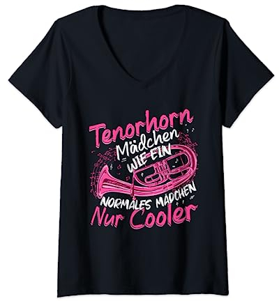 Damen Tenorhorn Mädchen Tenorhornistin Instrument T-Shirt mit V-Ausschnitt