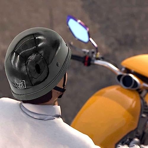 Retro Nero Moto Casco Scodella, Caschi Da Moto ECE DOT Omologato, Vintage Motociclo Casco Mezzo Uomo Donna, Caschi Scooter Per Chopper Cruiser ( Color : B , Size : XXL=(63cm) )