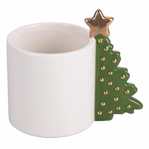 Villa d'Este Home Tivoli Tazza natalizia 390 ml in ceramica, impugnatura albero di Natale, Xmas