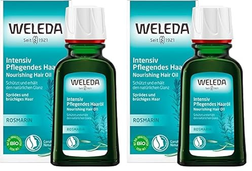 WELEDA Bio Rosmarin Haaröl - Naturkosmetik Intensivpflege Haarkur mit Rosmarinöl fördert das natürliche Haarwachstum & eine gesunde Kopfhaut. Haarpflege für sprödes & brüchiges Haar (vegan / 50ml)