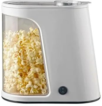 WAOCEO Popcorn machine Plastic White Electric Mini Portable Hot Air Popcorn Makers 1200 Watt for Home Household Use Oil Free Popcorn Machine Equipment accessories
