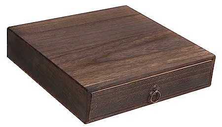 MAGICLULU Schreibtischschublade, 1-lagig, Retro, mit Zugring | Braun, Kleine Ausführung, Einzeltstück, Tischaufsatz, Praktische Aufbewahrung für Diverse Gegenstände