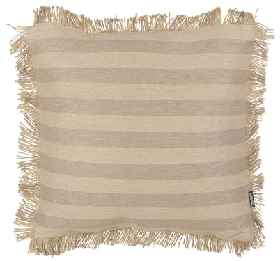 Beliani Cojín de Yute con Funda extraíble con Borde Trenzado 45 x 45 cm Beige Cirsium