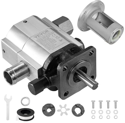 VEVOR Hydraulikgetriebe aus Holz, 2-stufig, 4000 PSI, Aluminium, Kupplung, Installationssockel, 1,27 cm NPT-Ausgang, 3600 U/min, für kleine Motormontage, Holzspalter, 13 GPM Pumpen-Set, Silber