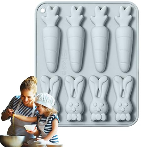 macto Molde de Fondant de Conejito de Pascua,Molde de Chocolate de Conejito de Silicona - Lindo Molde Antiadherente de Zanahoria para Pascua | Decoración de Fiesta de Pascua, Regalos de Pascua,