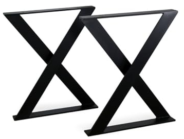 modernLOFTart Tischbeine Schwarz - Metall X-Form - 2X Tischgestell Flachstahl 80x10 mm - DIY Tischkufen für Wohnzimmertisch, Esstisch - Breite 80 cm, Höhe 72 cm