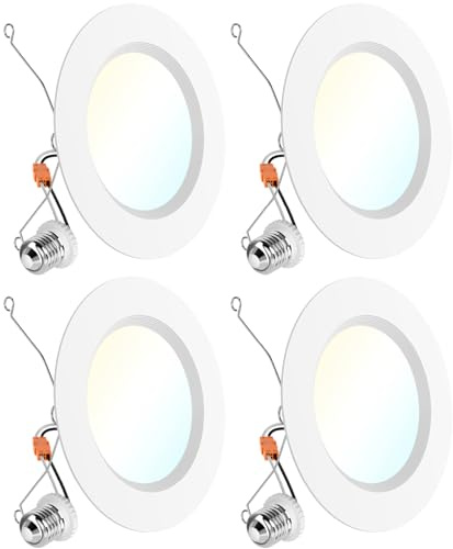 Sunco 6 Inch LED Recessed Light Retrofit, Can Lights for Ceiling, 1700 LM High Brightness, Selectable CCT 2700K/3000K/4000K/5000K/6000K, 17W=120W, Dimmable, Baffle Trim, Damp Rated UL 4 Pack.