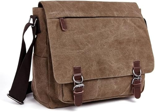 Rufun Schultertasche für Männer Leinwand Laptop Tasche Kreuzkörper Aktentasche Schultasche