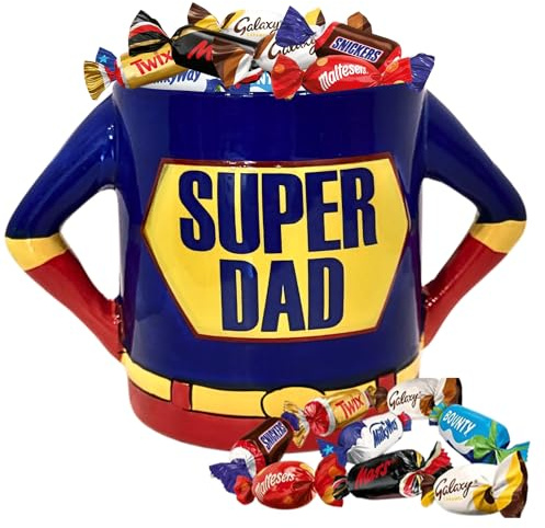 CÉLÉBRATIONS - Méga Tasse Super Dad et 25 Chocolats - Fête des Pères | Méga Tasse Super DAD Garnie de 25 Chocolats Célébrations - SNICKERS, TWIX, MARS, MALTESERS, BOUNTY, GALAXY, Milky WAY