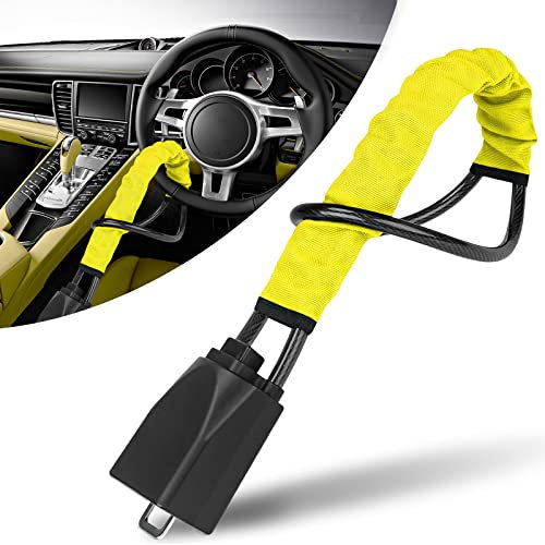 Universal Car Steering Wheel Lock with 3 Keys, High Visibility Anti-Theft Device for Vehicle Security, Fit Most Cars - Yellow