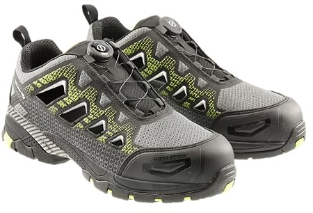 Högert Technik - PAGLAU Sandali protettivi LACE System S1PS SR FO nero/verde 44 | Scarpe antinfortunistiche da uomo | Sistema di allacciatura | Sandali da lavoro, nero/verde, 44 EU