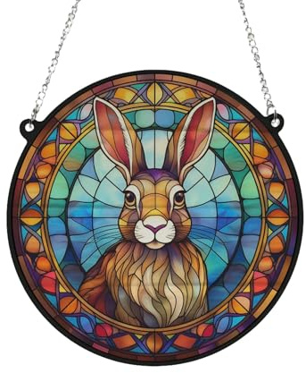 Hare Stained Glass Effect Suncatcher - Garden Gift - Animal Lovers - Hare Lovers (19cm)