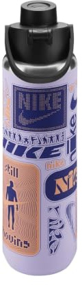 Nike SS Recharge Chug Graphic Bottiglia per Bere Hydrangeas/Black/Deep Night/Apricot Agate 709 ml