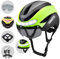 Favoto Rennradhelm Herren Damen Licht - Verstellbarer Kopfumfang EPS-Material Abnehmbare Kopfhaube Heckleuchten Design L(57-61cm) Grün
