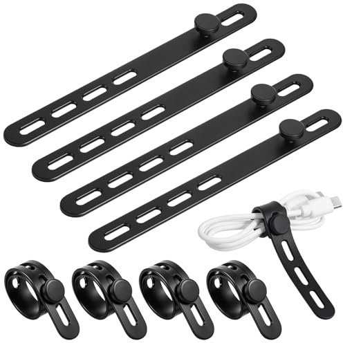 Ymapinc 10 Pcs Silicone Cable Ties Cord Organizer Wrap Reusable Wire Management with Lock Buckle Elastic Adjustable Charger Cable Strap Tie Electrical Cord Keeper in Home Office Kitchen