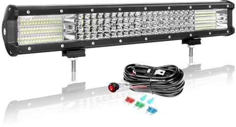 AUXTINGS 50 cm 510 W LED-Stång - 4 x 4 Con-Ledningar, Fyrradig Spot- och Översvämningsramp 12 V 24 V Vattentät Arbetsstrålkastare för SUV Bil Lastbil Traktor Fyrhjuling