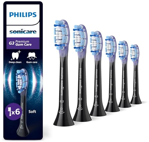 Philips Sonicare G3 Premium Gum Care, Original Ersatzbürstenköpfe, Schwarz, 6er-Pack, HX9056/88