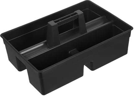 Angoily Portable Cleaning Basket Plastic Handle Compartment Storage Organizer for Cleaning Supplies Bathroom Caddy Small Basket Handle