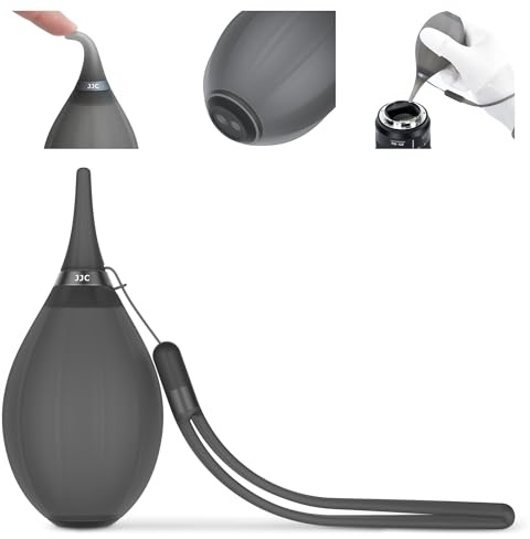 Soffiatore ad aria, pulitore per obiettivi con getto d'aria in silicone morbido e cordino, pulitore antipolvere per obiettivi, sensori, schermi LCD e filtri - Grigio